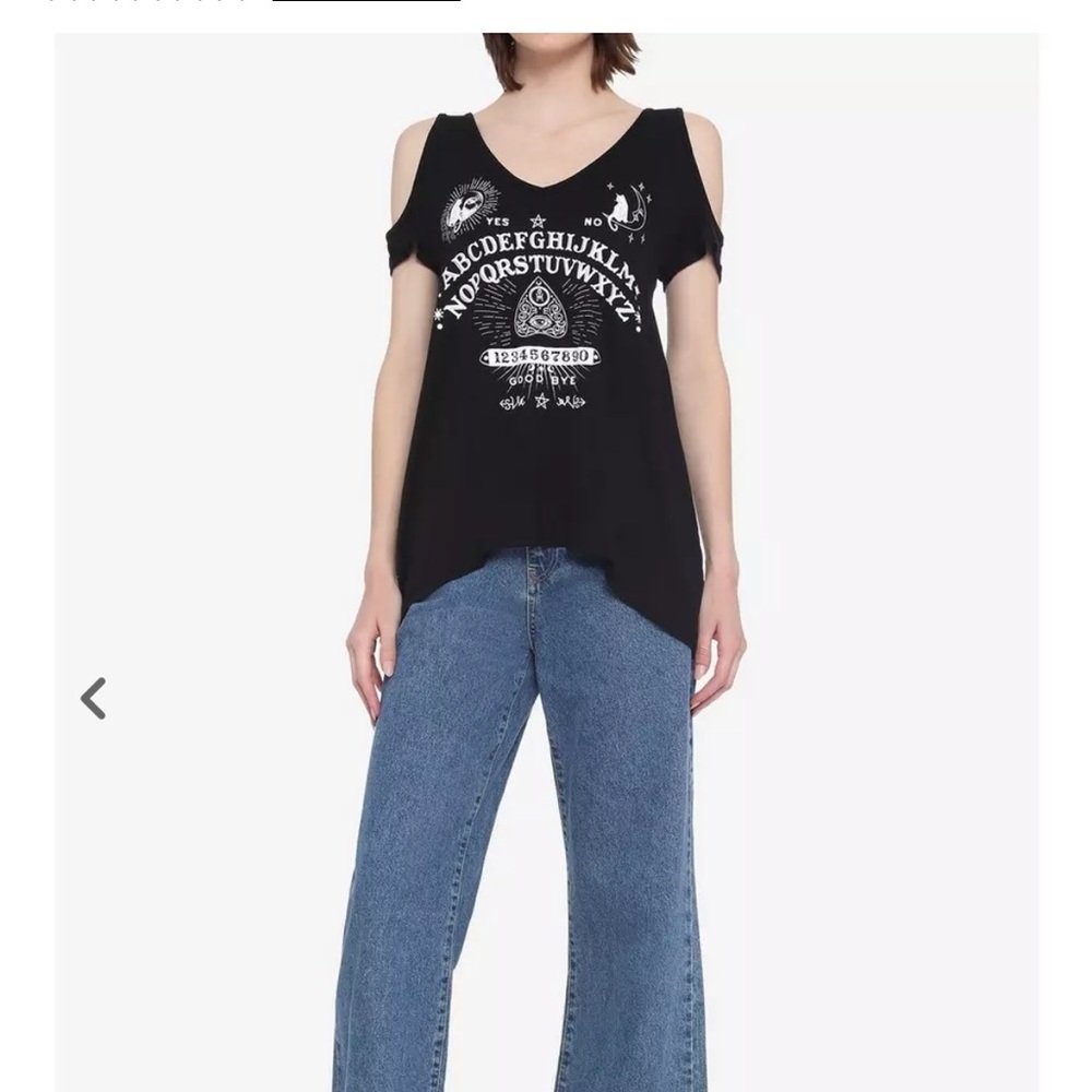 Black Cold Shoulder Graphic Tee - Picture 3 of 7